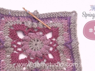 How to crochet round 7 and 8 to the 5th clue to DROPS Mystery blanket Spring Lane