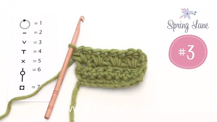 How to crochet some techniques that are used in 3rd clue in DROPS Mystery blanket Spring Lane