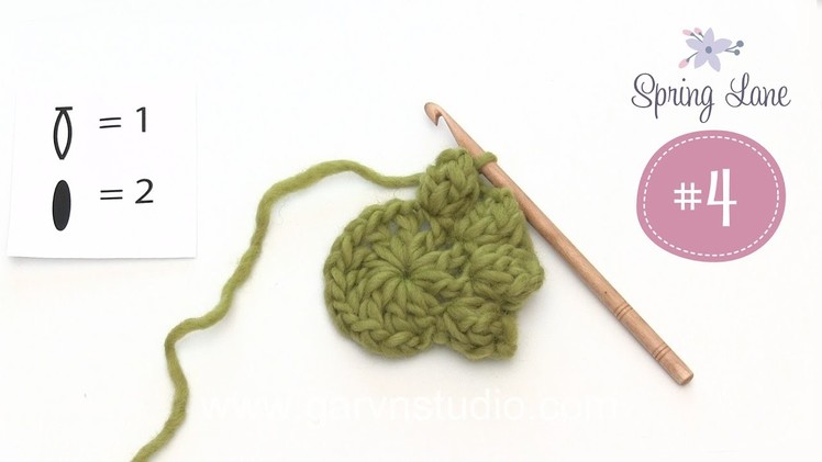 How to crochet the bubbles that are used in 4th clue in DROPS Mystery blanket Spring Lane