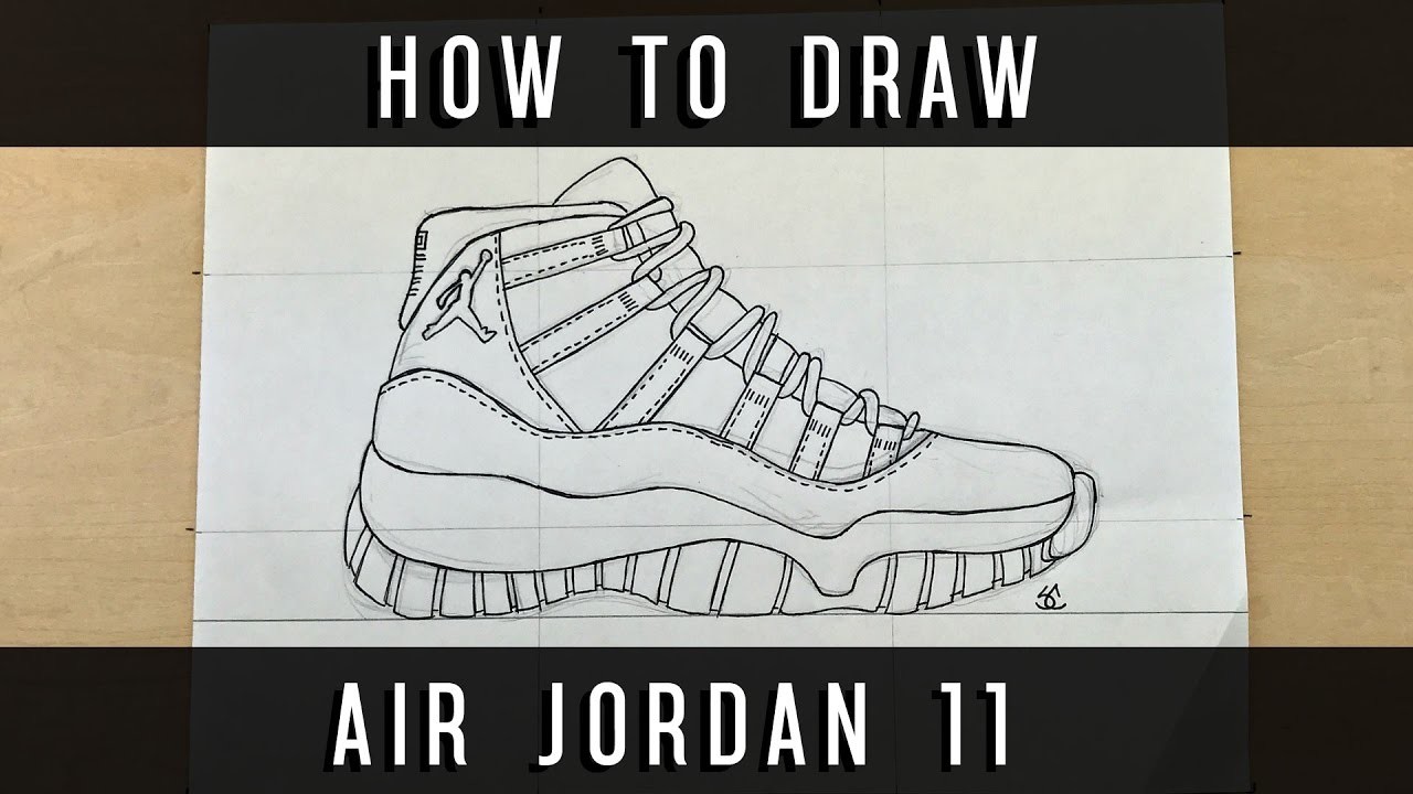 How To Draw Air Jordan 11 W Downloadable Stencil