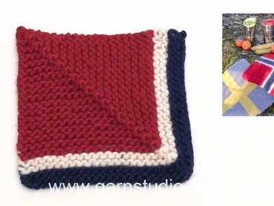 How to knit domino square for the seating pad in DROPS Extra 0-1360