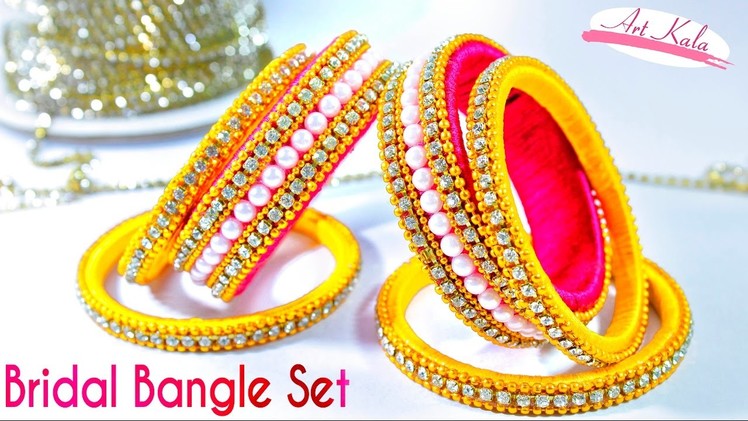 How to make Bridal designer silk thread bangles set | silk thread bangles | Tutorial | Artkala 142