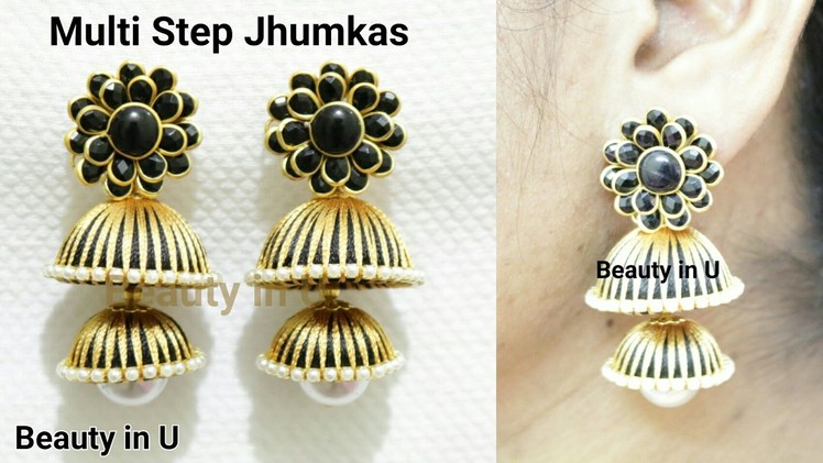 How to Make Classic 2-Step Silk Thread Jhumkas at Home | Multi Step Designer Silk Thread Earrings