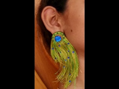 How to make peacock feather earring in silk thread