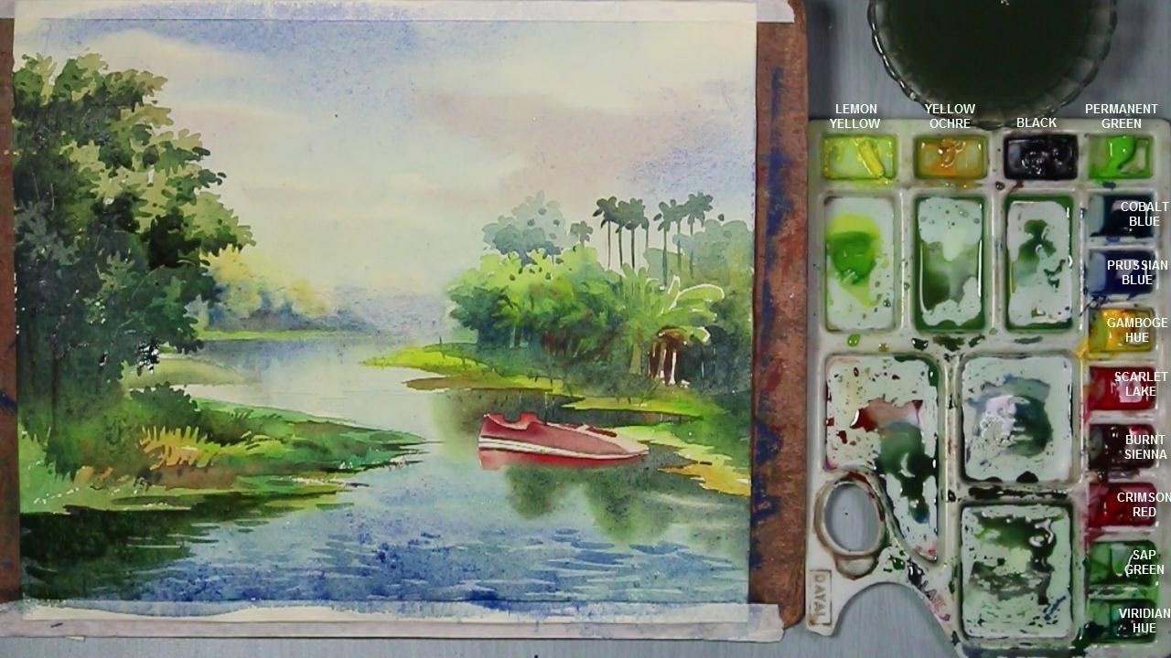 How To Paint A Riverside Landscape In Watercolor