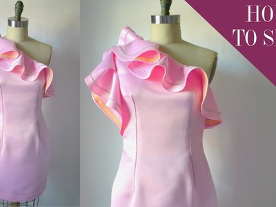 How To Sew A One Shoulder Satin Ruffle Dress