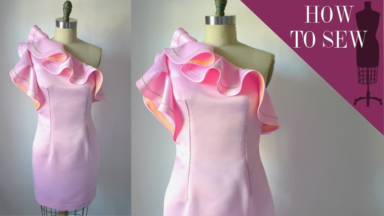 How To Sew A One Shoulder Satin Ruffle Dress