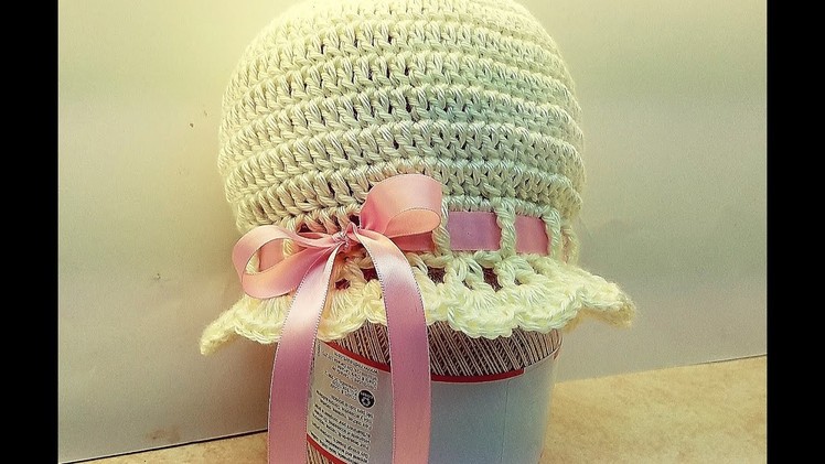 Learn How To Crochet Girls "Pink Satin & Pearl Cloche" sizes 1-10 years TUTORIAL #376
