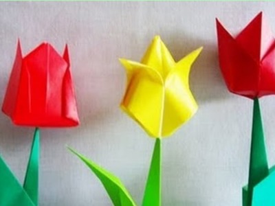 Origami Tulip - How To Make an Origami Tulip Flower -  Making beautiful paper tulip flowers