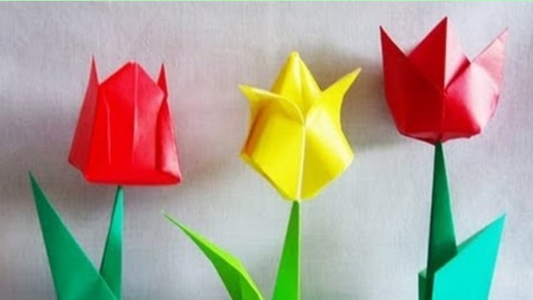 Origami Tulip - How To Make an Origami Tulip Flower -  Making beautiful paper tulip flowers