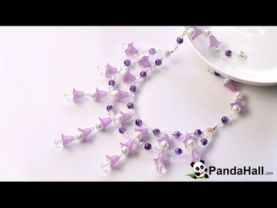 141  How to Make a 2 Strand Flower Bead Tassel Necklace 1