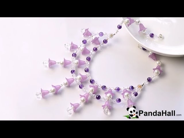 141  How to Make a 2 Strand Flower Bead Tassel Necklace 1