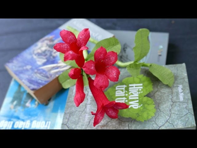 DIY - Craft tutorial - How to make paper Plumeria flower - by crepe paper - Làm hoa sứ giấy nhún