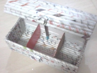 DIY: How to make jewellery box using newspaper rolls - best out of waste craft - useful craft