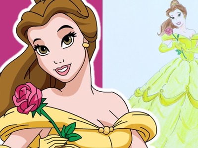 How To Draw And Colour In Princess Belle | Beauty And The Beast Crafts | ???? Crafty Kids