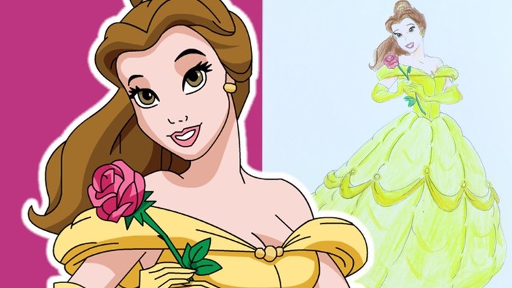 How To Draw And Colour In Princess Belle | Beauty And The Beast Crafts | ???? Crafty Kids