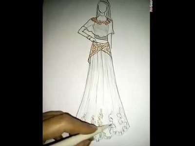 How to draw poncho dress.