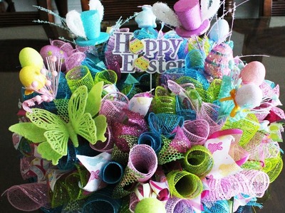 How to make a gorgeous deco mesh Easter Centerpiece