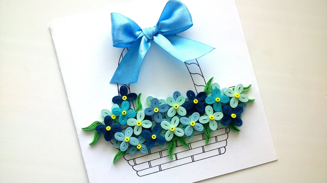 How To Make A Simple Card With Quilling Flowers Easy DIY Greeting 