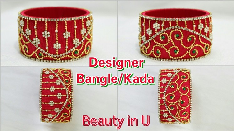 How to make Designer Silk Thread Bridal Bangle.Kada at Home | Tutorial