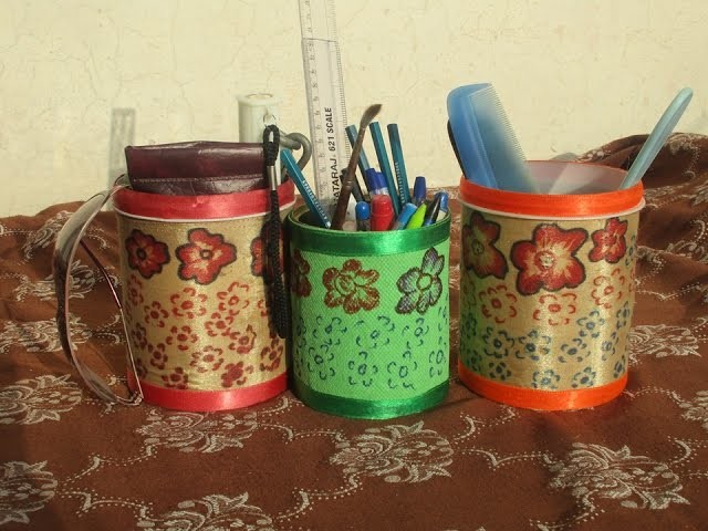 How to Make Pen Holder Using Waste Material [HINDI]