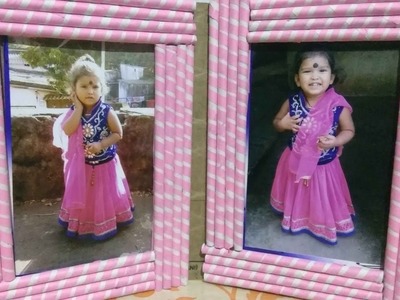 How to make photo frame with waste paper 2||Kids All Art & Craft