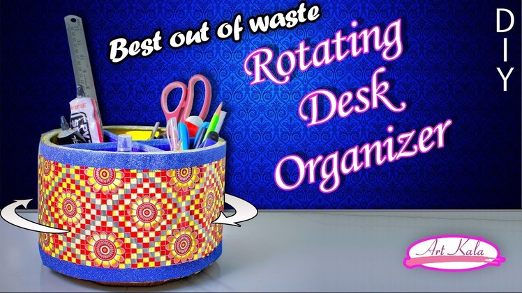 How to make rotating desk organizer | desk organizer | Best out of waste | DIY | Artkala 145