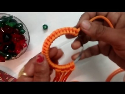 How to make wall hanging bangel(kangan) stand (macrame) part-01