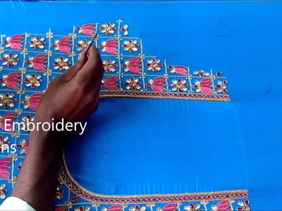 How to make zardosi work at home | zardosi work blouse online shopping,hand embroidery designs