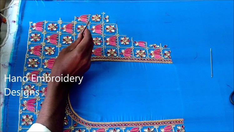 How to make zardosi work at home | zardosi work blouse online shopping,hand embroidery designs
