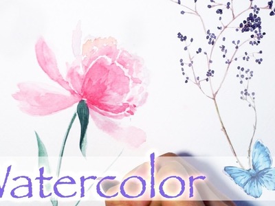 【How to Paint Flowers Watercolor】❤️Draw a Peony Dusty miller Astilbe Brunia Anemone Flower 透明水彩手繪花