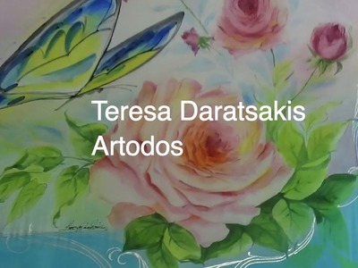 Painting silk scarf of roses and butterfly. How to paint Silk scarves - Artodos