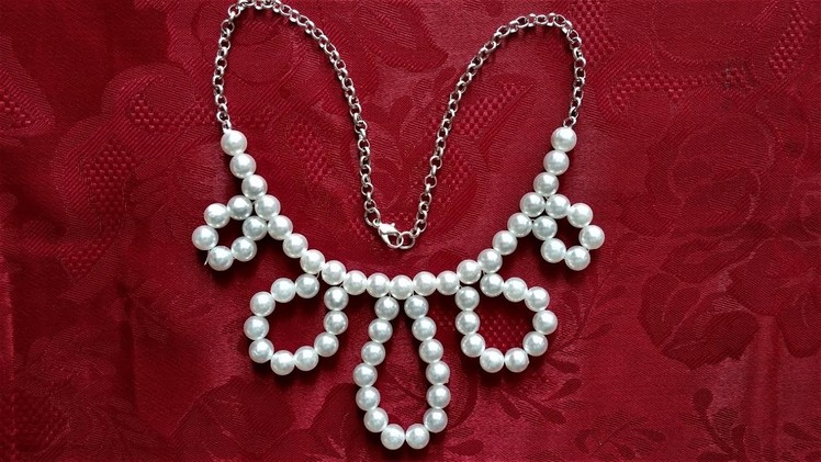 10 minutes DIY pearl necklece. Beginners Necklace Pattern