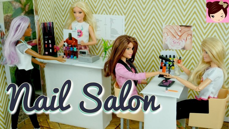 Barbie Doll Nail Salon with CardBoard  DIY - Miniature OPI Miworld Toys - Titi Toys & Dolls