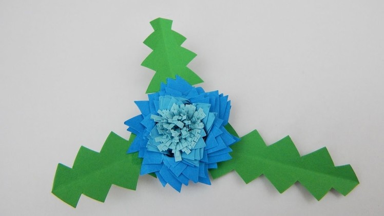 Blue quilling decoration flower with triangular petals DIY papercraft deco