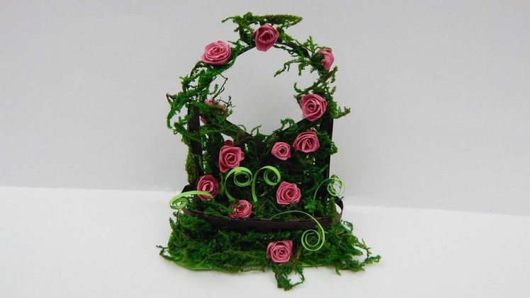 Decoration trellis with quilling roses DIY  Vintage deco papercraft rose