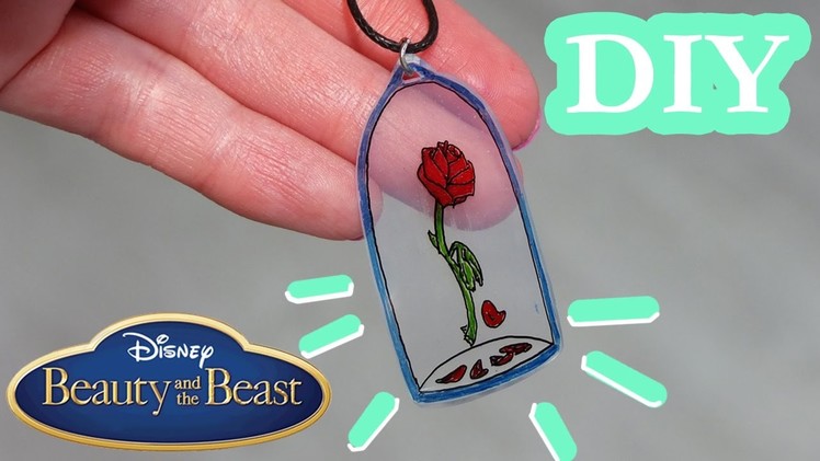 DIY BEAUTY AND THE BEAST NECKLACE! How to make Rose pendant