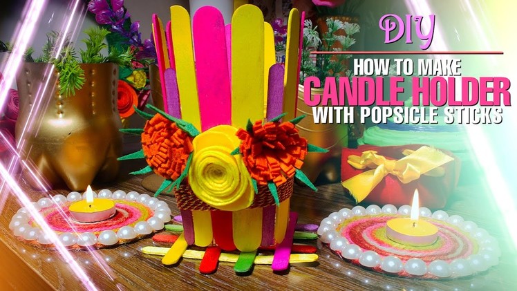 DIY Candel Holder With Popsicle Sticks: Home Decor