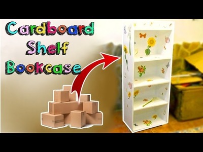 DIY CRAFTS: AMAZING SHELF BOOKCASE WITH CARDBOARD BOXES RECYCLED