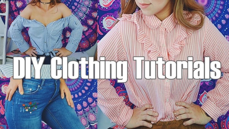 DIY DIY Clothing Tutorials Embroidered Jeans,  Off The Shoulder Top  and  Ruffle Bottom Crop Top