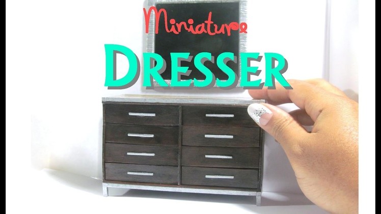 DIY Dresser and Mirror Dollhouse Furniture Miniature Furniture Wood Faux Granite