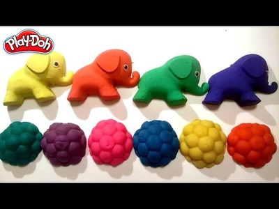 DIY How To Make Colors Kinetic Sand Elephants Learn Colors with Play Doh Molds animals