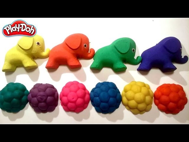 DIY How To Make Colors Kinetic Sand Elephants Learn Colors with Play Doh Molds animals