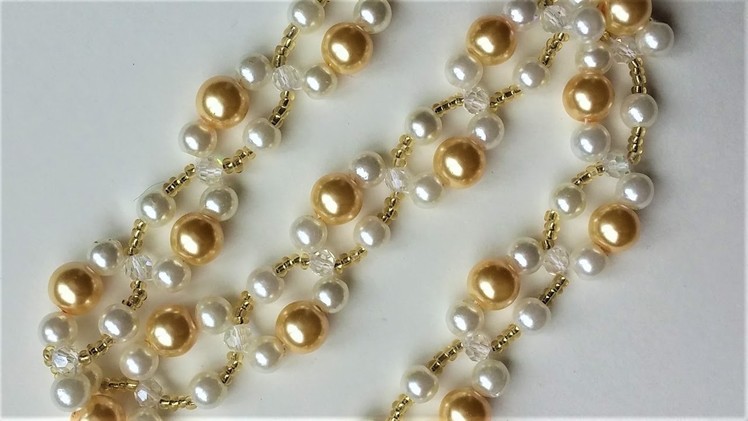 DIY Pearl Bracelet (Necklace). Easy beading pattern for beginners