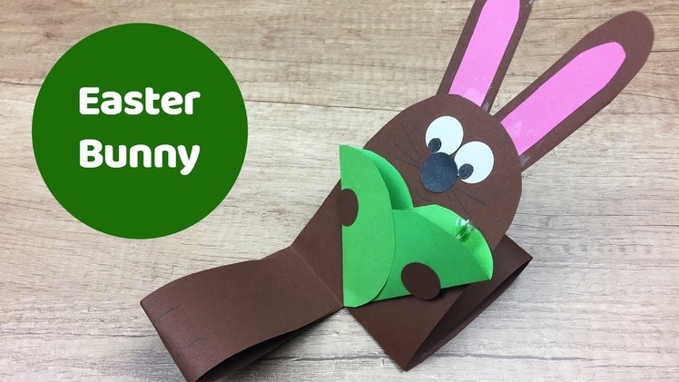 Easter bunny with pocket for treat, easy DIY for kids.