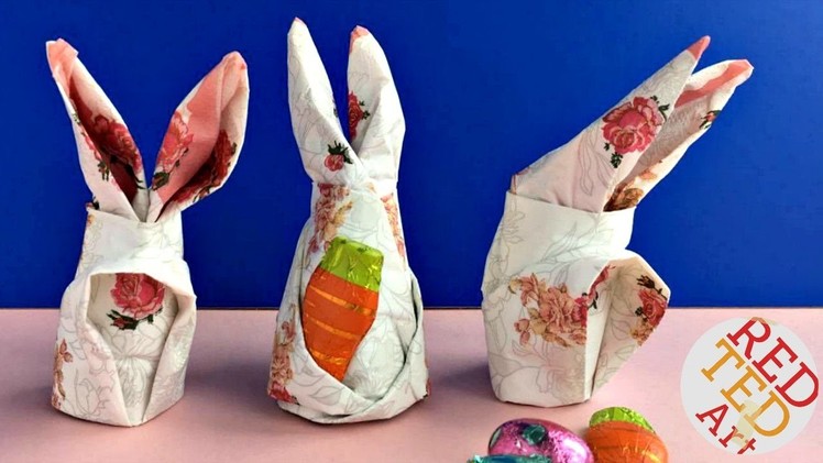 Easy Napkin Bunny DIY - Easter Decor DIY - Origami Bunny