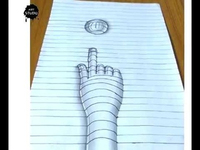 How to draw 3d Art Easy!! - 3d paper art with lines(optical illusion)