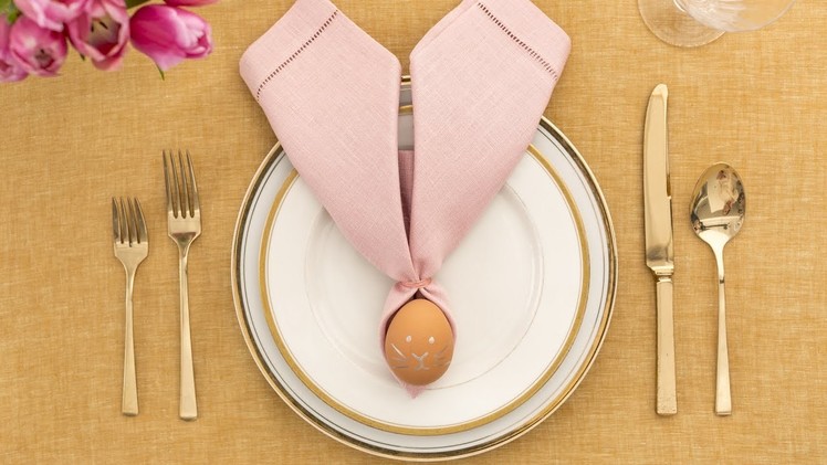 How to Fold a Napkin into Bunny Ears Around an Egg- Martha Stewart