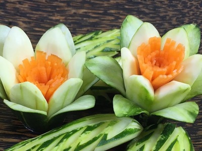 How To Make Cucumber Flower Carving - The Art Of Cucumber & Carrot Flower Carving Garnish