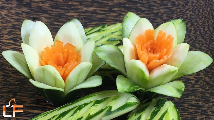 How To Make Cucumber Flower Carving - The Art Of Cucumber & Carrot Flower Carving Garnish